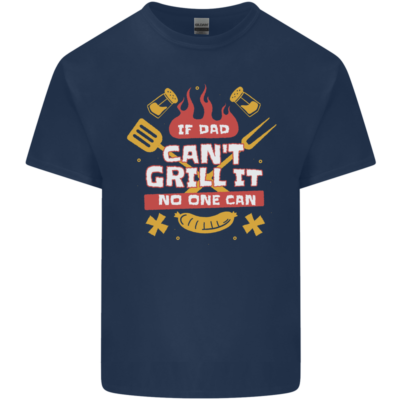 Funny BBQ If Dad Cant Grill It No One Can Kids T-Shirt Childrens Navy Blue