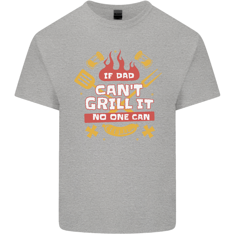 Funny BBQ If Dad Cant Grill It No One Can Kids T-Shirt Childrens Sports Grey