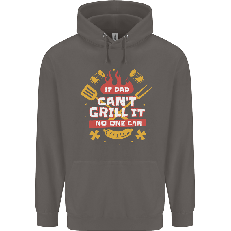 Funny BBQ If Dad Cant Grill It No One Can Mens 80% Cotton Hoodie Charcoal