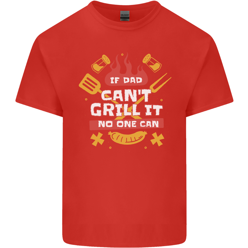 Funny BBQ If Dad Cant Grill It No One Can Mens Cotton T-Shirt Tee Top Red