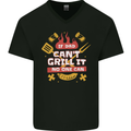 Funny BBQ If Dad Cant Grill It No One Can Mens V-Neck Cotton T-Shirt Black