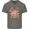 Funny BBQ If Dad Cant Grill It No One Can Mens V-Neck Cotton T-Shirt Charcoal