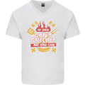Funny BBQ If Dad Cant Grill It No One Can Mens V-Neck Cotton T-Shirt White
