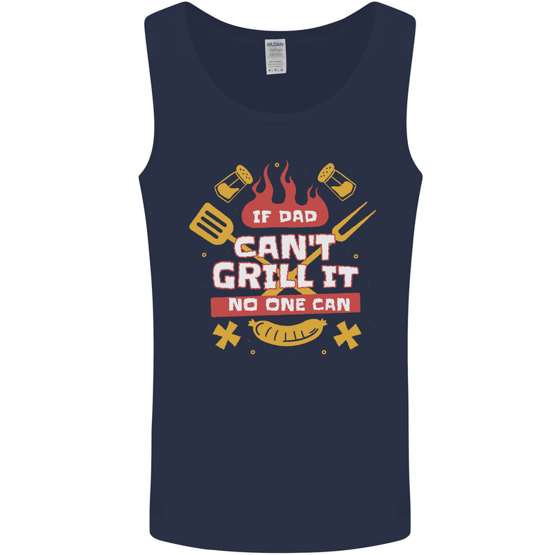 Funny BBQ If Dad Cant Grill It No One Can Mens Vest Tank Top Navy Blue