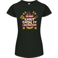 Funny BBQ If Dad Cant Grill It No One Can Womens Petite Cut T-Shirt Black