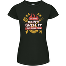 Funny BBQ If Dad Cant Grill It No One Can Womens Petite Cut T-Shirt Black