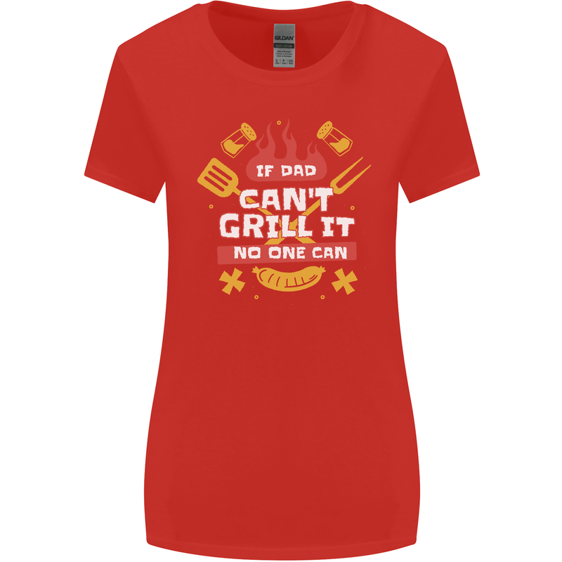 Funny BBQ If Dad Cant Grill It No One Can Womens Wider Cut T-Shirt Red