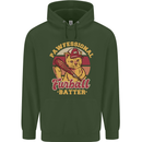 Funny Baseball Cat Furball Batter Childrens Kids Hoodie Forest Green