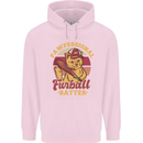 Funny Baseball Cat Furball Batter Childrens Kids Hoodie Light Pink