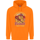 Funny Baseball Cat Furball Batter Childrens Kids Hoodie Orange