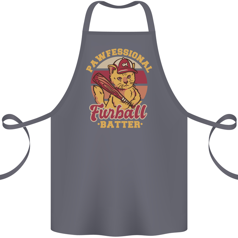 Funny Baseball Cat Furball Batter Cotton Apron 100% Organic Steel