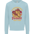 Funny Baseball Cat Furball Batter Kids Sweatshirt Jumper Light Blue