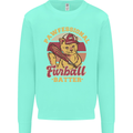 Funny Baseball Cat Furball Batter Kids Sweatshirt Jumper Peppermint