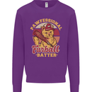 Funny Baseball Cat Furball Batter Kids Sweatshirt Jumper Purple