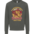 Funny Baseball Cat Furball Batter Kids Sweatshirt Jumper Storm Grey