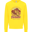 Funny Baseball Cat Furball Batter Kids Sweatshirt Jumper Yellow