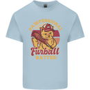 Funny Baseball Cat Furball Batter Kids T-Shirt Childrens Light Blue
