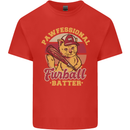 Funny Baseball Cat Furball Batter Kids T-Shirt Childrens Red