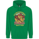 Funny Baseball Cat Furball Batter Mens 80% Cotton Hoodie Irish Green