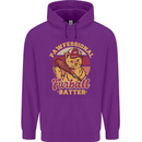 Funny Baseball Cat Furball Batter Mens 80% Cotton Hoodie Purple