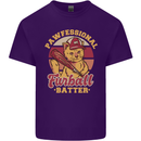 Funny Baseball Cat Furball Batter Mens Cotton T-Shirt Tee Top Purple