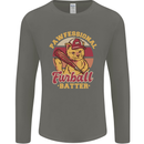 Funny Baseball Cat Furball Batter Mens Long Sleeve T-Shirt Charcoal