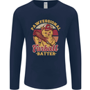 Funny Baseball Cat Furball Batter Mens Long Sleeve T-Shirt Navy Blue