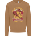 Funny Baseball Cat Furball Batter Mens Sweatshirt Jumper Caramel Latte