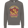 Funny Baseball Cat Furball Batter Mens Sweatshirt Jumper Charcoal