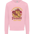 Funny Baseball Cat Furball Batter Mens Sweatshirt Jumper Light Pink