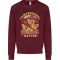 Funny Baseball Cat Furball Batter Mens Sweatshirt Jumper Maroon