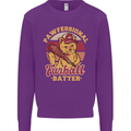 Funny Baseball Cat Furball Batter Mens Sweatshirt Jumper Purple