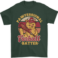 Funny Baseball Cat Furball Batter Mens T-Shirt 100% Cotton Forest Green