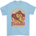 Funny Baseball Cat Furball Batter Mens T-Shirt 100% Cotton Light Blue