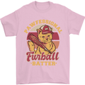 Funny Baseball Cat Furball Batter Mens T-Shirt 100% Cotton Light Pink