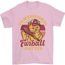Funny Baseball Cat Furball Batter Mens T-Shirt 100% Cotton Light Pink