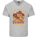 Funny Baseball Cat Furball Batter Mens V-Neck Cotton T-Shirt Sports Grey