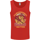 Funny Baseball Cat Furball Batter Mens Vest Tank Top Red