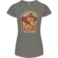 Funny Baseball Cat Furball Batter Womens Petite Cut T-Shirt Charcoal