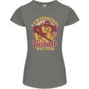 Funny Baseball Cat Furball Batter Womens Petite Cut T-Shirt Charcoal