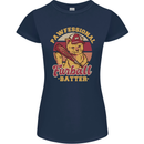 Funny Baseball Cat Furball Batter Womens Petite Cut T-Shirt Navy Blue