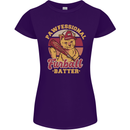 Funny Baseball Cat Furball Batter Womens Petite Cut T-Shirt Purple