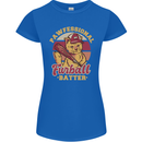 Funny Baseball Cat Furball Batter Womens Petite Cut T-Shirt Royal Blue