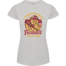 Funny Baseball Cat Furball Batter Womens Petite Cut T-Shirt Sports Grey