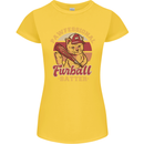 Funny Baseball Cat Furball Batter Womens Petite Cut T-Shirt Yellow