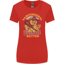 Funny Baseball Cat Furball Batter Womens Wider Cut T-Shirt Red