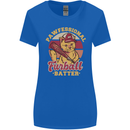 Funny Baseball Cat Furball Batter Womens Wider Cut T-Shirt Royal Blue