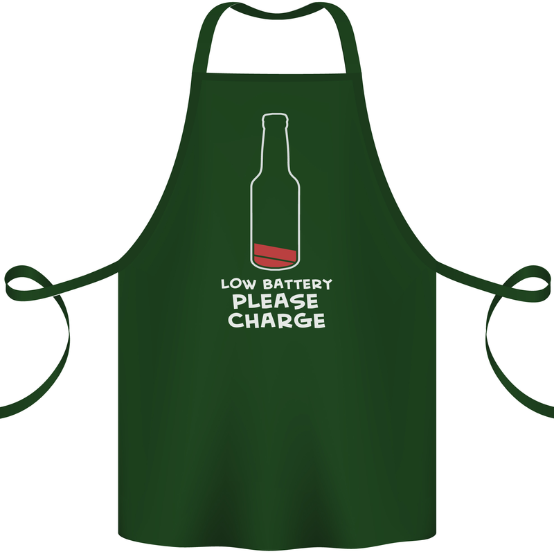 Funny Beer Alcohol Please Charge Cotton Apron 100% Organic Forest Green