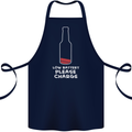 Funny Beer Alcohol Please Charge Cotton Apron 100% Organic Navy Blue