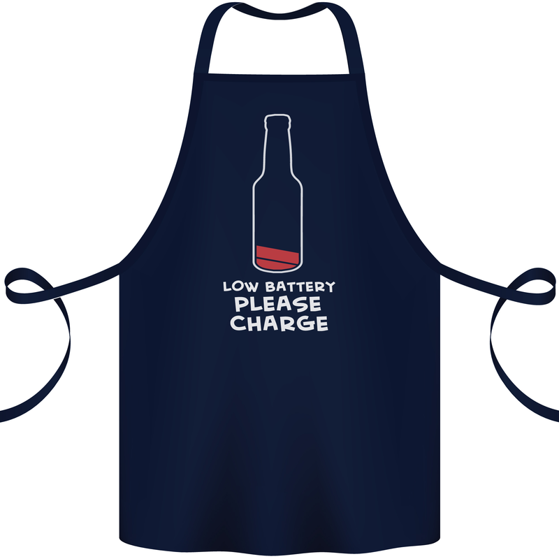 Funny Beer Alcohol Please Charge Cotton Apron 100% Organic Navy Blue